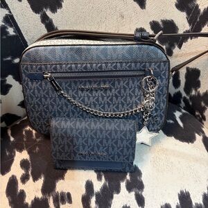 Michael Kors Denim Blue Crossbody and Wallet Set